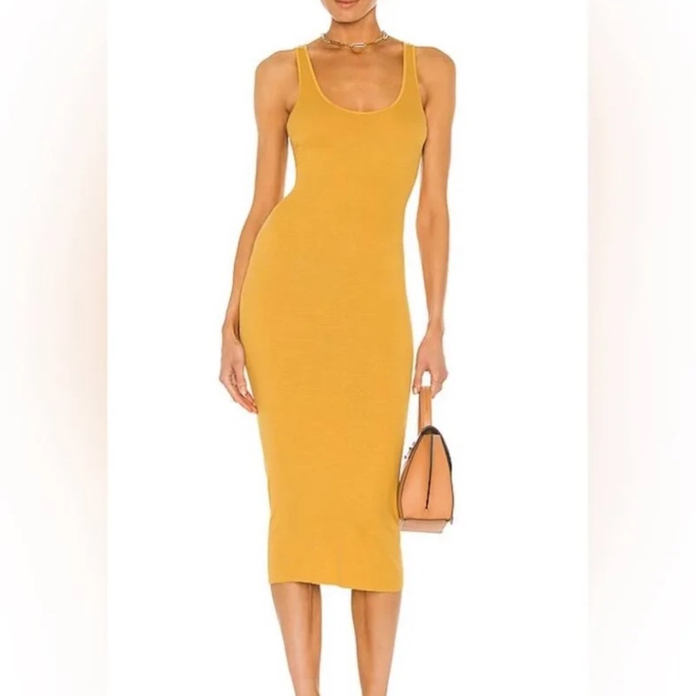 NWOT XS Enza Costa Elegant Mustard Yellow Sleeveless Dress
